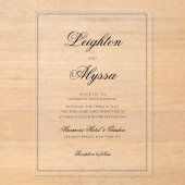 Invitations En Acrylique Calligraphie élégante formelle Effacer le Mariage  (Recto)