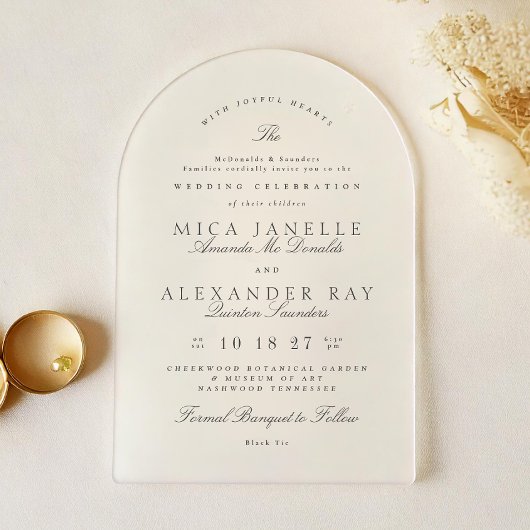 Invitations En Acrylique Calligraphie élégante gris foncé Mariage officiel