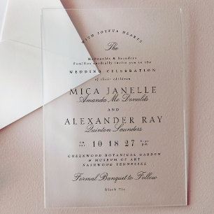 Invitations En Acrylique Calligraphie élégante gris foncé Mariage officiel