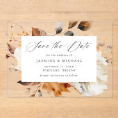 Invitations En Acrylique Calligraphie florale de l'automne rustique Enregis (Recto)