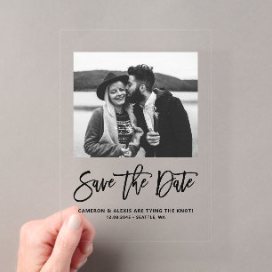 Invitations En Acrylique Calligraphie Florale Moderne en Gras Photo
