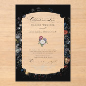 Invitations En Acrylique Calligraphie florale noire (Recto)