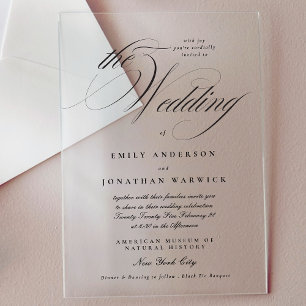 Invitations En Acrylique Calligraphie Formelle Élégante Tuxedo Le Mariage