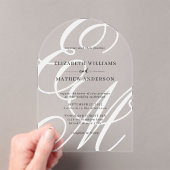 Invitations En Acrylique Calligraphie Ivory Blanc Monogramme Mariage Arche (In situ (ordinateur de poche))