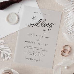 Invitations En Acrylique Calligraphie Joueuse moderne Mariage noir blanc