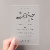 Invitations En Acrylique Calligraphie Joueuse moderne Mariage noir blanc (In situ (ordinateur de poche))