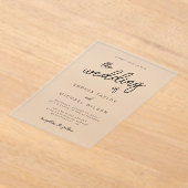 Invitations En Acrylique Calligraphie Joueuse moderne Mariage noir blanc (Poser)