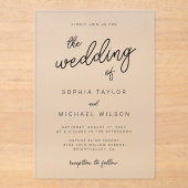 Invitations En Acrylique Calligraphie Joueuse moderne Mariage noir blanc (Recto)