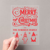 Invitations En Acrylique Calligraphie Joyeux Noël Gnomes Salutation familia (In situ (ordinateur de poche))