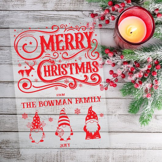 Invitations En Acrylique Calligraphie Joyeux Noël Gnomes Salutation familia