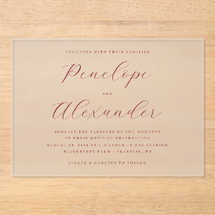Invitations En Acrylique Calligraphie Marron Élégante