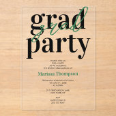 Invitations En Acrylique Calligraphie moderne Green Graduation Party (Recto)