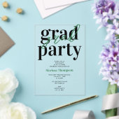 Invitations En Acrylique Calligraphie moderne Green Graduation Party (Insitu (Mariage))