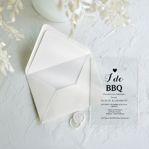 Invitations En Acrylique Calligraphie moderne i do barbecue douche nuptiale