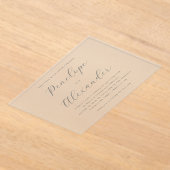 Invitations En Acrylique Calligraphie noire élégante (Poser)