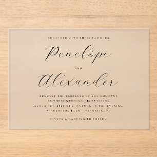 Invitations En Acrylique Calligraphie noire élégante