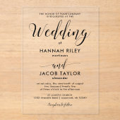 Invitations En Acrylique Calligraphie noire élégante Mariage élégant (Recto)