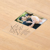 Invitations En Acrylique Calligraphie noire minimaliste Mariage Enregistrer (Poser)