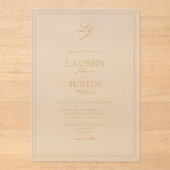 Invitations En Acrylique Calligraphie or classique Mariage Monogramme (Recto)