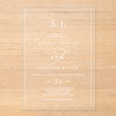 Invitations En Acrylique Calligraphie romantique Boho Blanc Monogramme Mari (Recto)
