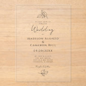 Invitations En Acrylique Calligraphie romantique Classique Moderne (Recto)