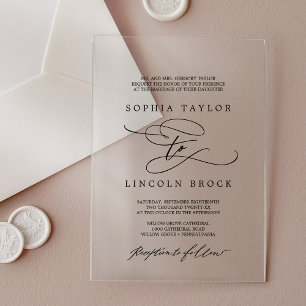 Invitations En Acrylique Calligraphie romantique Élégant Mariage Formel Noi