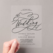 Invitations En Acrylique Calligraphie romantique Fancy Élégant Mariage clas (In situ (ordinateur de poche))