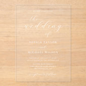 Invitations En Acrylique Calligraphie romantique moderne Mariage blanc (Recto)