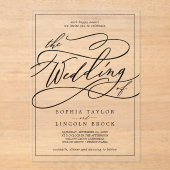 Invitations En Acrylique Calligraphie romantique Moderne Simple Mariage élé (Recto)