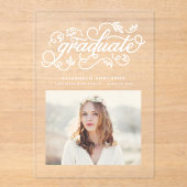 Invitations En Acrylique Calligraphie rustique blanche Diplôme photo (Recto)