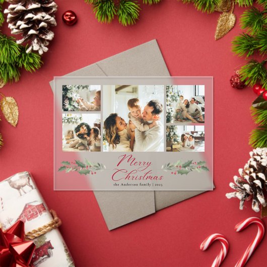 Invitations En Acrylique Calligraphy Script Photo Collage Christmas Card (Insitu (vacances))