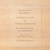 Invitations En Acrylique Cameron Simple Modern Wedding Enregistrer la date (Recto)