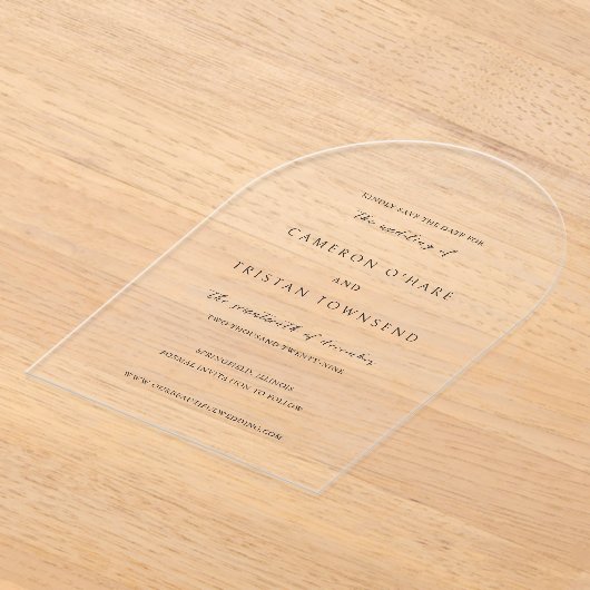 Invitations En Acrylique Cameron Simple Modern Wedding Enregistrer la date (Poser)