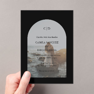 Invitations En Acrylique Camila Black Arch Mariage moderne