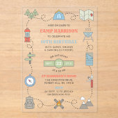 Invitations En Acrylique Camping à tout âge fête d'anniversaire (Recto)