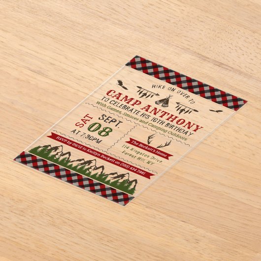 Invitations En Acrylique Camping en plein air fête d'anniversaire (Poser)