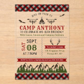 Invitations En Acrylique Camping en plein air fête d'anniversaire (Recto)