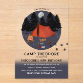 Invitations En Acrylique Camping Outdoor Adventure Camping Fête d'anniversa (Recto)