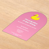Invitations En Acrylique canard en caoutchouc en rose - fête d'anniversaire (Poser)
