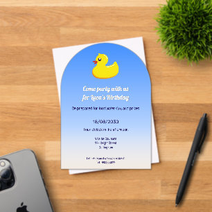 Invitations En Acrylique canard en caoutchouc jaune - fête d'anniversaire