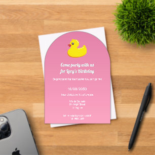 Invitations En Acrylique canard en caoutchouc rose - fête d'anniversaire