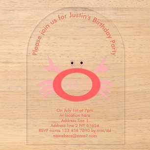Invitations En Acrylique Cancer Signe du zodiaque Crabe Fête d'anniversaire