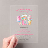 Invitations En Acrylique Candy Pink Un Baby shower sucré est en route (In situ (ordinateur de poche))
