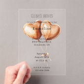 Invitations En Acrylique Caramel Heart Balloons Birthday (In situ (ordinateur de poche))