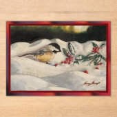 Invitations En Acrylique Carol the Chick-a-Dee with Mistletoe (Recto)