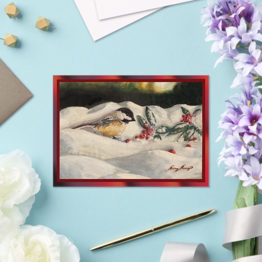 Invitations En Acrylique Carol the Chick-a-Dee with Mistletoe (Insitu (Mariage))