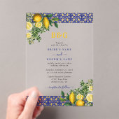 Invitations En Acrylique Carrelage bleu blanc jaune méditerranéen Mariage c (In situ (ordinateur de poche))
