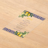Invitations En Acrylique Carrelage bleu blanc jaune méditerranéen Mariage c (Poser)