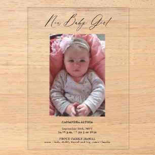 Invitations En Acrylique Carte Acrylique d'Annonce de Naissance de Fille po