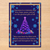 Invitations En Acrylique Carte acrylique de sapin de Noël pourpre (Recto)